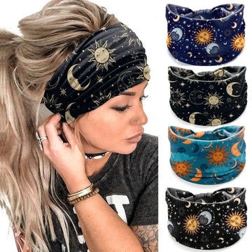 Faixa Turbante Boho Larga – Nó Vintage, Super Macia e Elástica para Yoga, Dia a Dia e Skincare